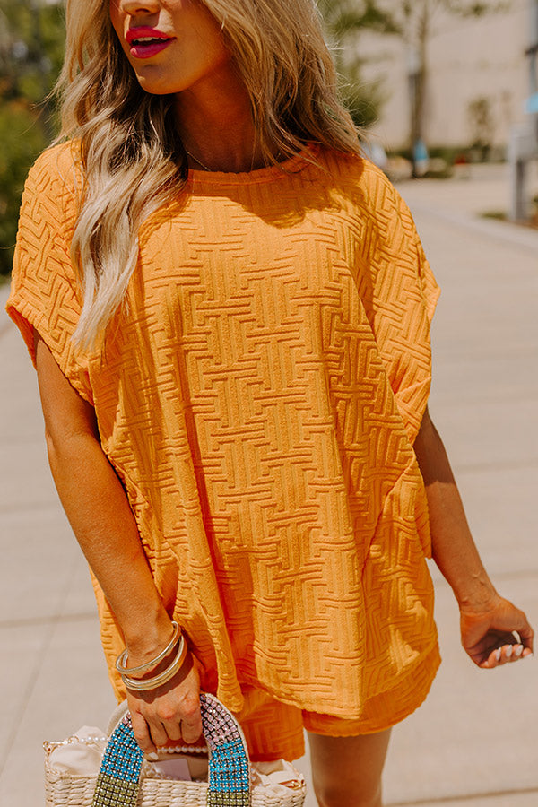 Maldives Escape Oversized Terry Top in Orange Image - 2