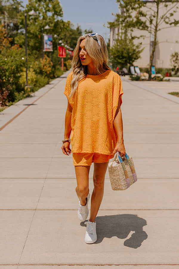 Maldives Escape Oversized Terry Top in Orange Image - 1