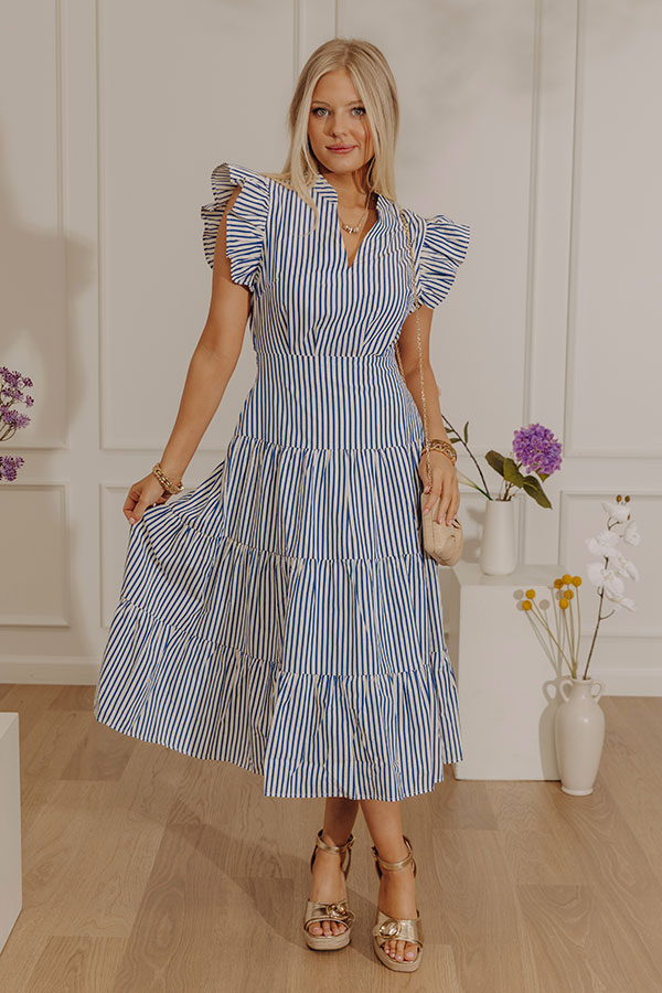 Bayside Brunch Stripe Midi in Navy Image - 2
