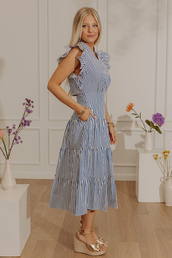 Bayside Brunch Stripe Midi in Navy Image - 3