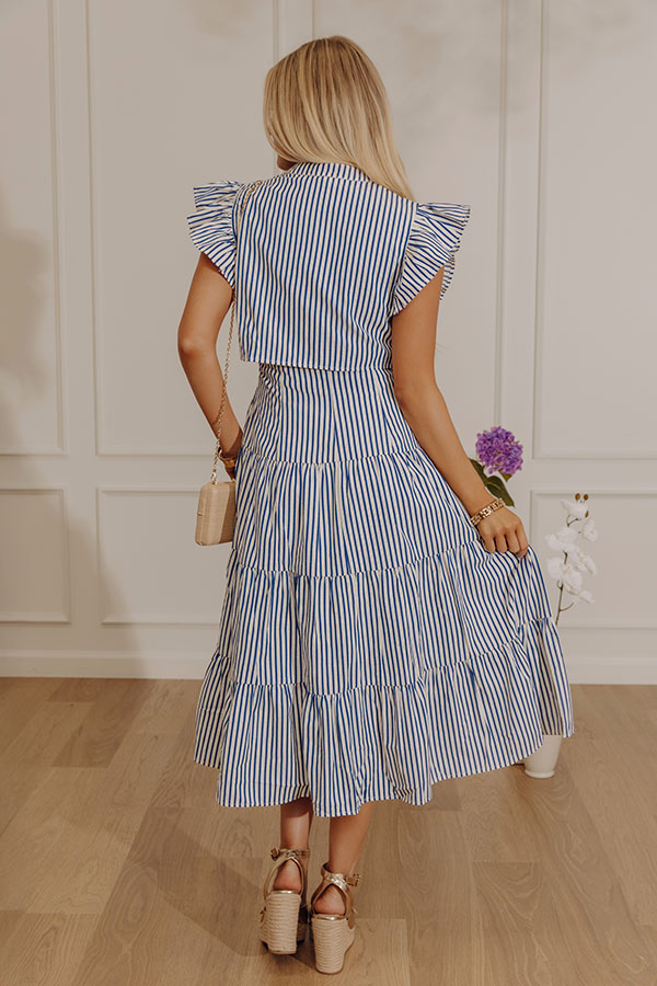 Bayside Brunch Stripe Midi in Navy Image - 4