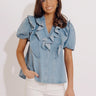 Sweetly Simple Denim Ruffle Top Image - 1