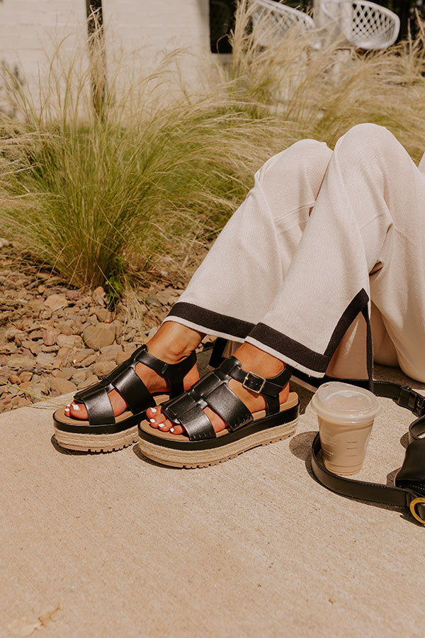 The Frankie Faux Leather Espadrille in Black Image - 1