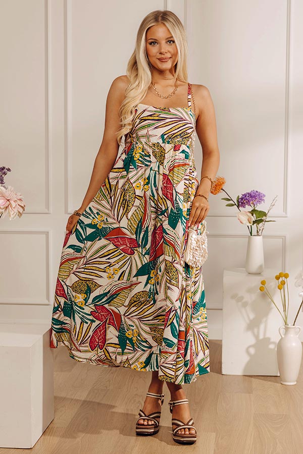 Tranquil Time Floral Midi Dress in Cream Image - 1