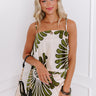 Hawaiian Paradise Satin Crop Top In Olive Image - 1
