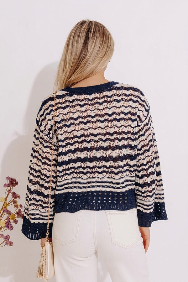 Drifting Tranquility Knit Top In Navy Image - 2