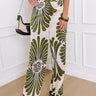 Hawaiian Paradise Satin High Waist Pants In Olive Image - 1