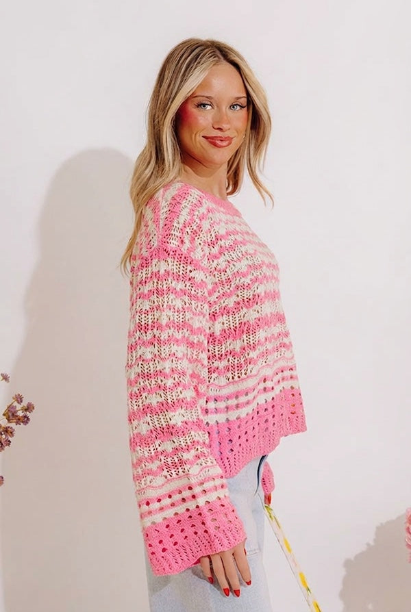 Drifting Tranquility Knit Top In Pink Image - 3