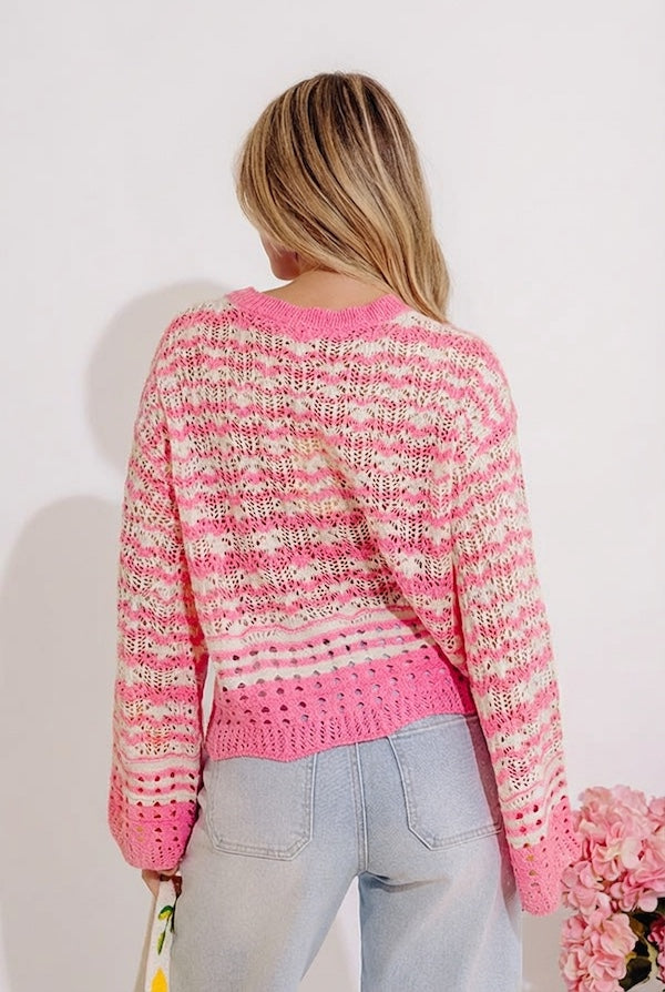 Drifting Tranquility Knit Top In Pink Image - 4