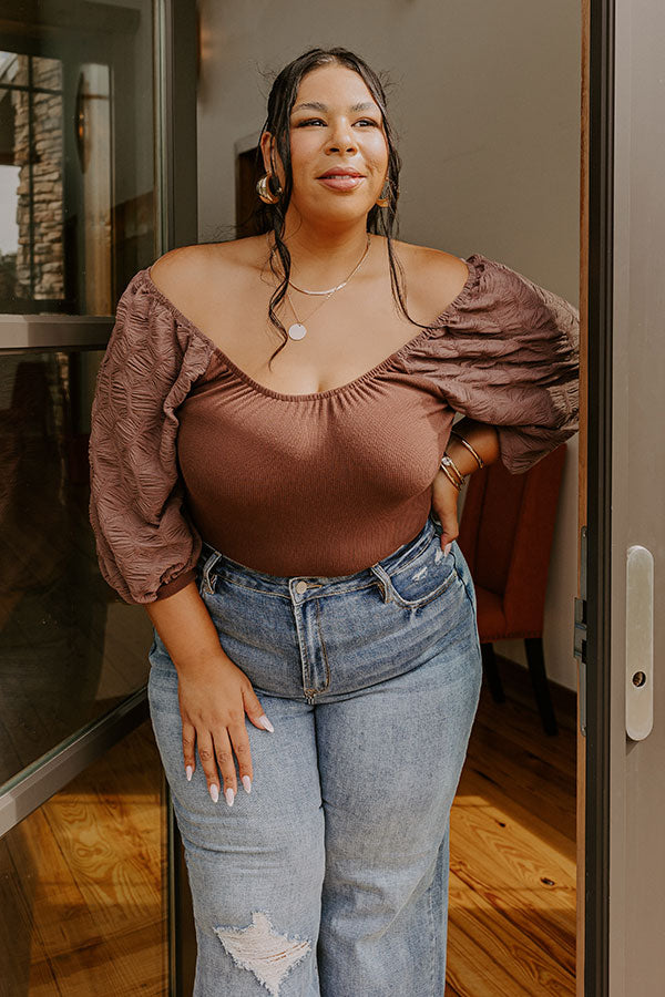 Flirtatious Outing Bodysuit In Hazelnut Curves Image - 1