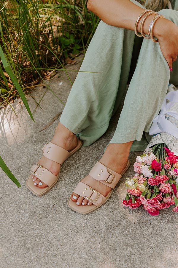 The Bella Faux Leather Sandal In Iced Latte Image - 4