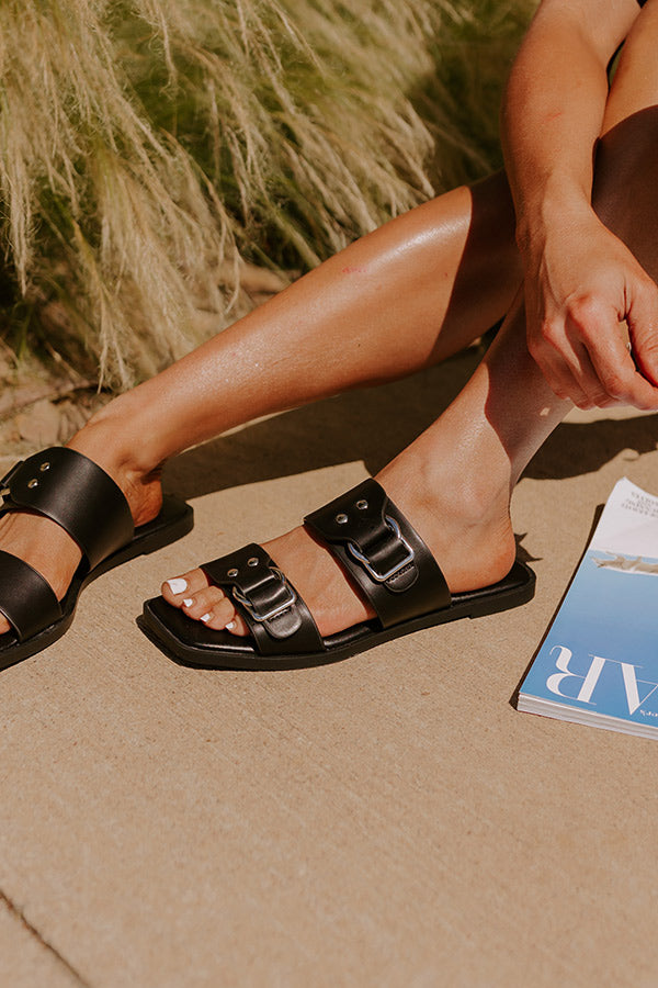 The Bella Faux Leather Sandal In Black Image - 3