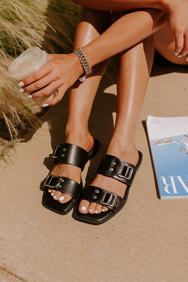The Bella Faux Leather Sandal In Black Image - 2