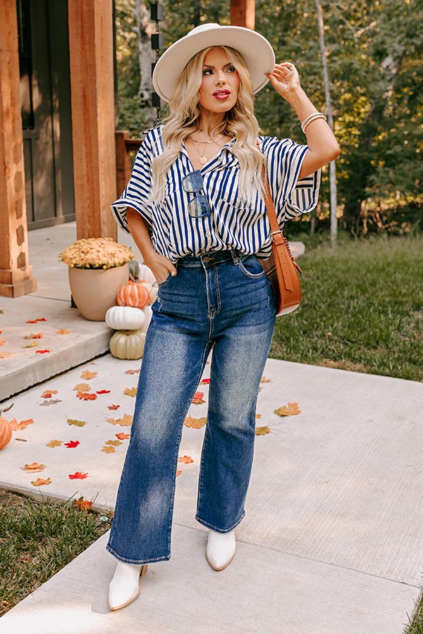 Horizon Light Satin Button Up In Navy Curves Image - 2