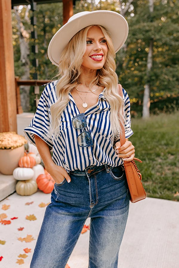 Horizon Light Satin Button Up In Navy Curves Image - 1