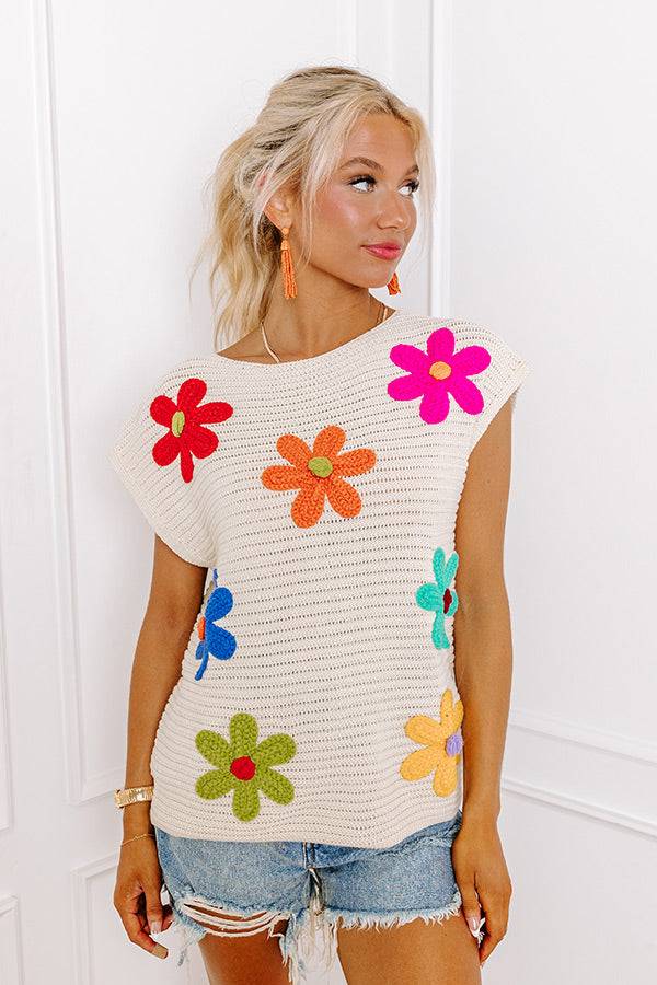 Blossoms Around Embroidered Sweater Top Image - 1