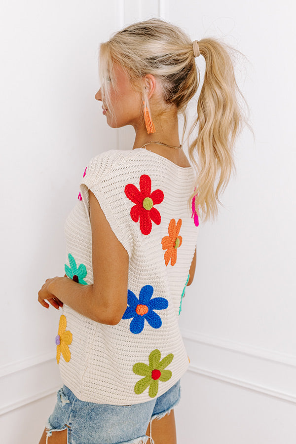 Blossoms Around Embroidered Sweater Top Image - 2