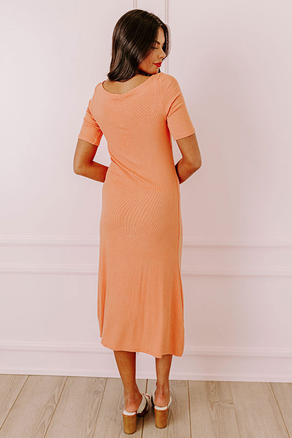 Summer Breeze Ribbed Midi in Orange Image - 5