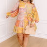 Fancy Flourish Color Block Mini Dress in Orange Curves Image - 1