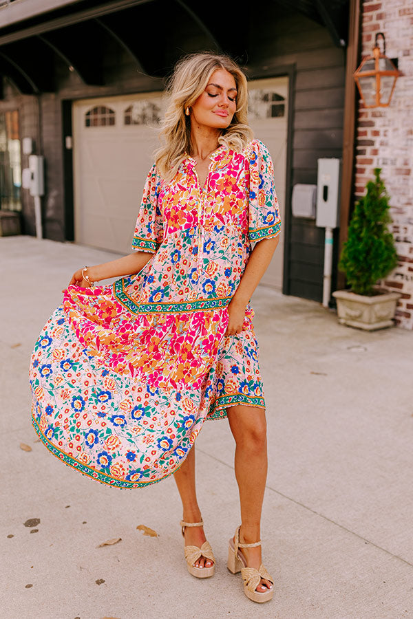 Tropical Bloom Midi in Pink