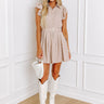 Take A Chance Ruffle Mini Dress in Warm Taupe Image - 1