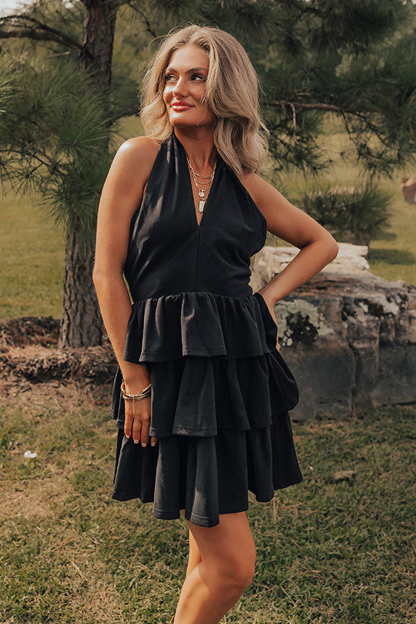 Writing Love Notes Ruffle Mini Dress in Black Image - 1