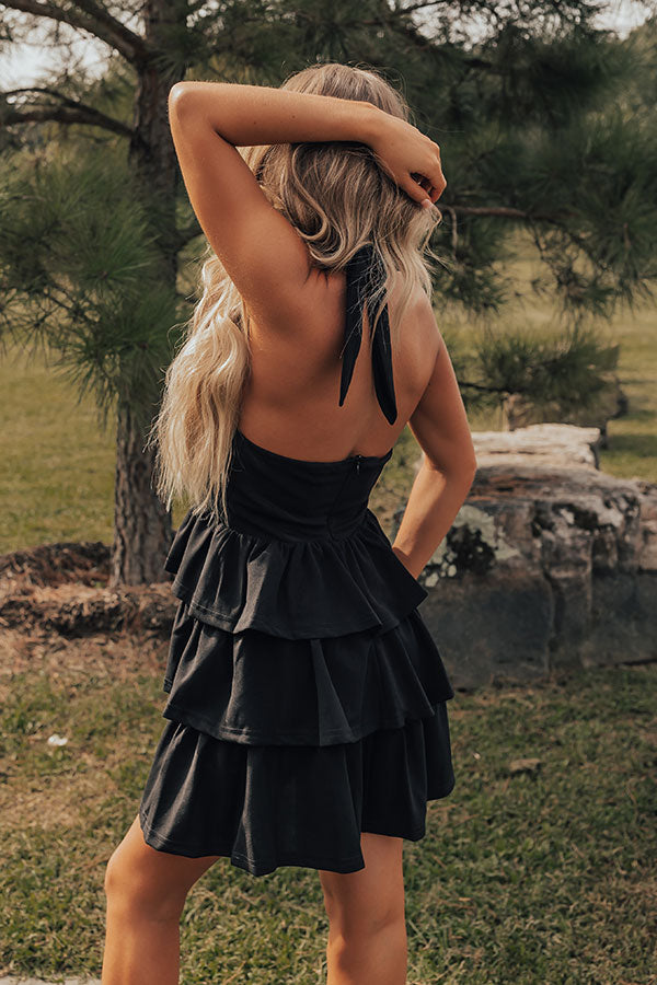 Writing Love Notes Ruffle Mini Dress in Black Image - 5