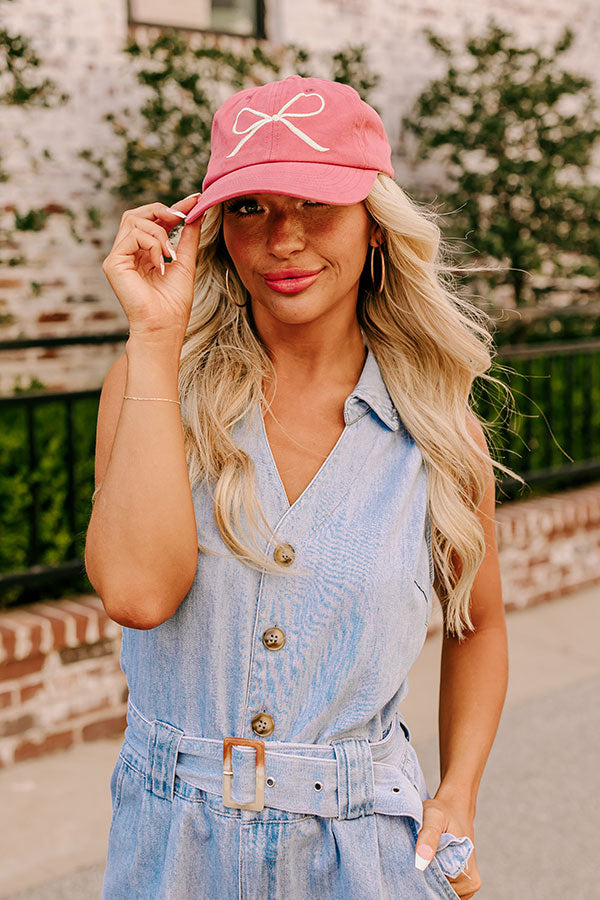 Put A Bow On It Embroidered Baseball Cap in Rose Image - 1