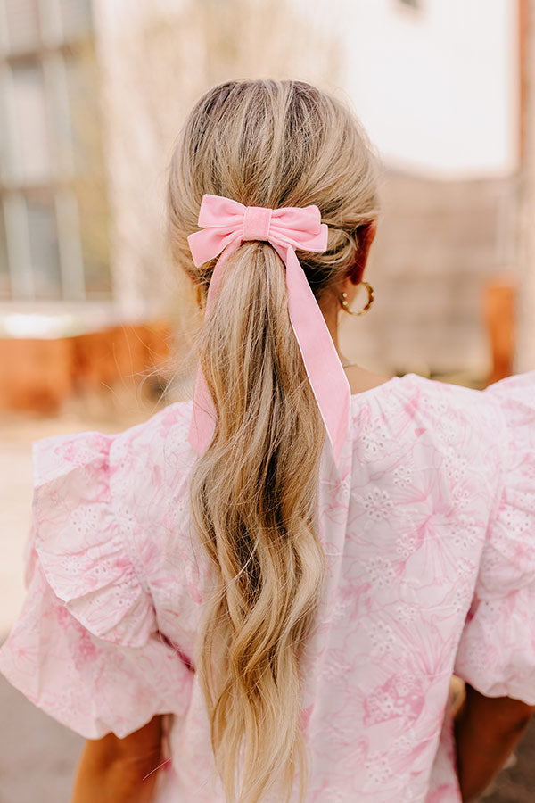 Crushing On You Velvet Bow Hair Clip in Pink