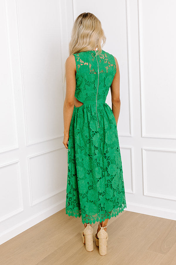 Enchanting Elegance Lace Cut Out Midi in Green Image - 4