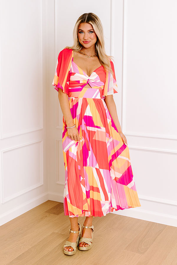 Sunshine and Sorbet Pleated Midi Image - 3