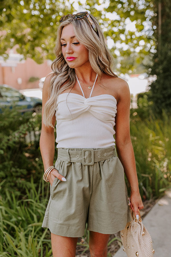 Santa Monica Outing Knit Halter Top in White Image - 4