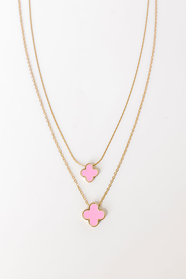Final Touch Layered Necklace in Pink