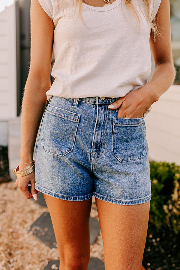 Just USA Libby High Waist Shorts in Medium Wash Image - 1
