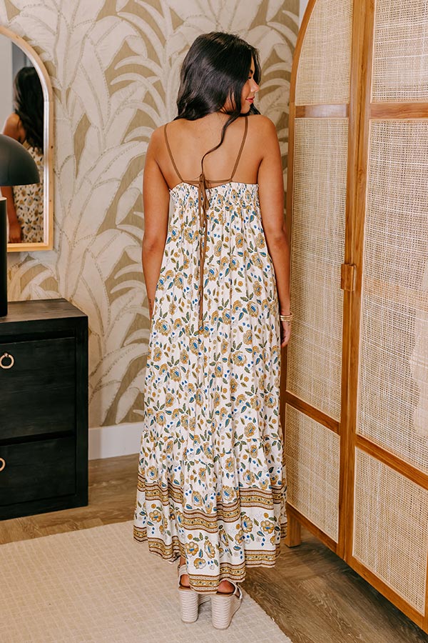Sunny Disposition Floral Maxi Dress in Cream Image - 3