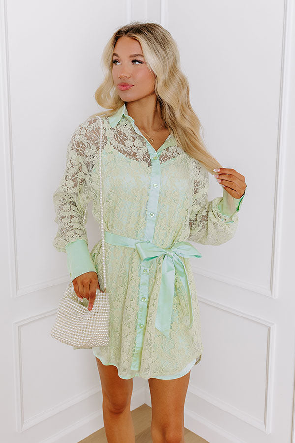 It's In The Details Lace Mini Dress in Mint Image - 2