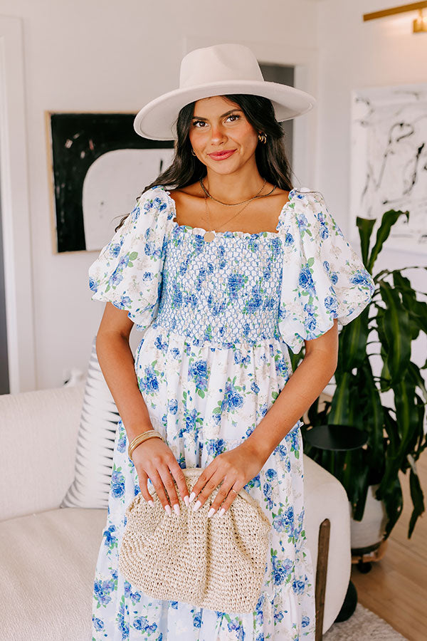 Charming Smile Floral Midi In Sky Blue Image - 2