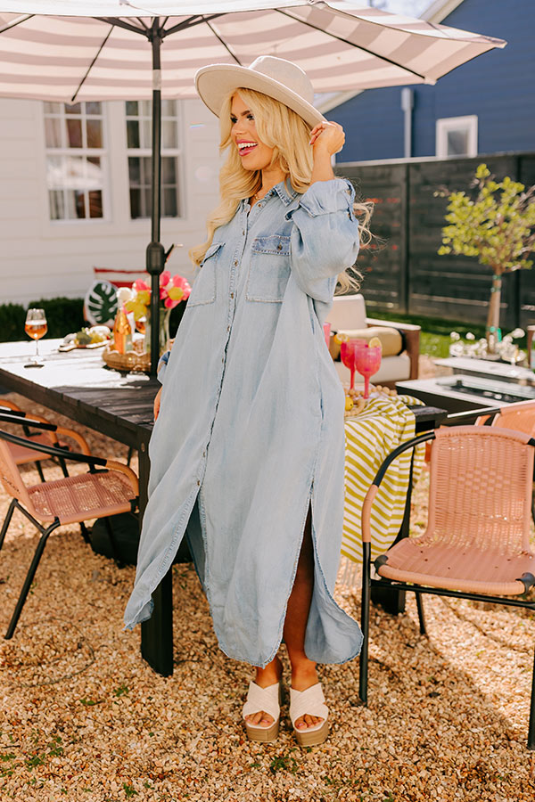 Street Chic Chambray Maxi Dress Curves Image - 2