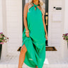 Bali Date Night Satin Maxi Dress in Green Image - 1
