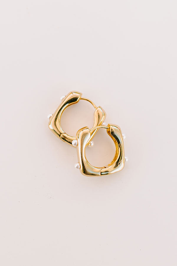 Pearl Studded Huggie Hoop