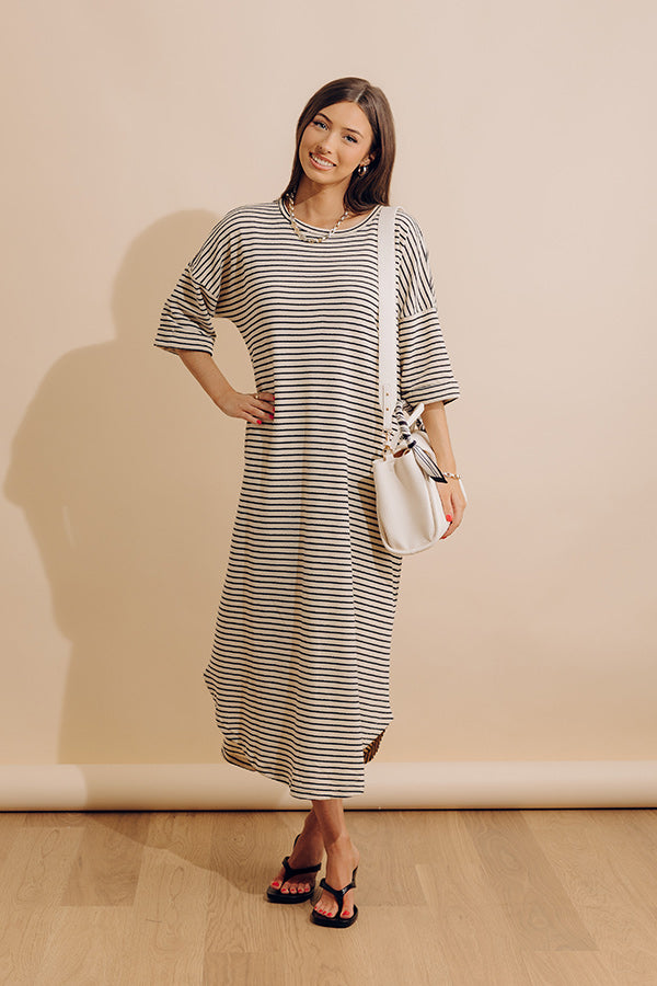 Beach Day Terry Stripe Maxi Dress in Cream Image - 2