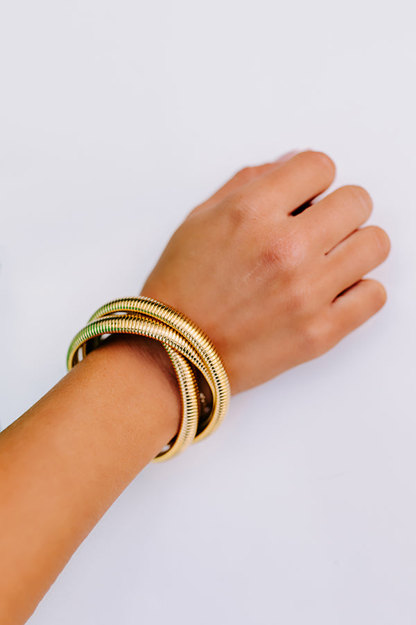 Gold Twisted Cobra Bangle Bracelets Image - 2