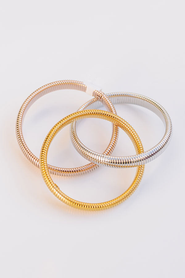 Mixed Rose Gold Twisted Cobra Bangle Bracelets