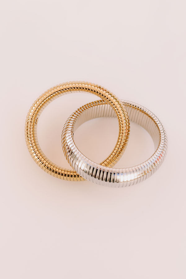 Two Tone Twisted Metal Cobra Bangle Bracelet Image - 1