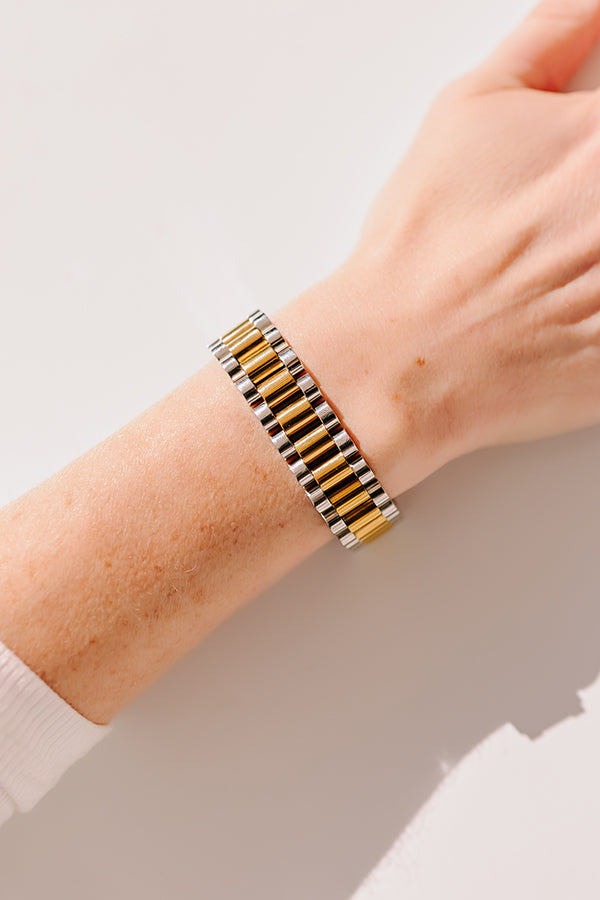 Large Watchband Bracelet in Silver