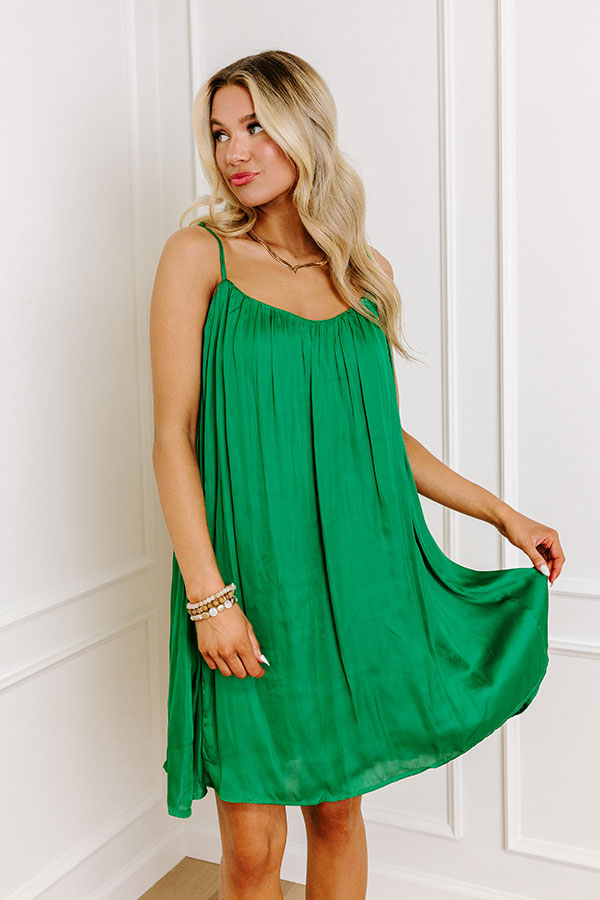 Out On The Town Satin Mini Dress in Green Image - 2