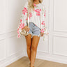 Botanical Bliss Satin Shift Top in Cream Image - 1