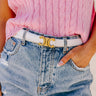 Salina Faux Leather Belt in White Image - 1