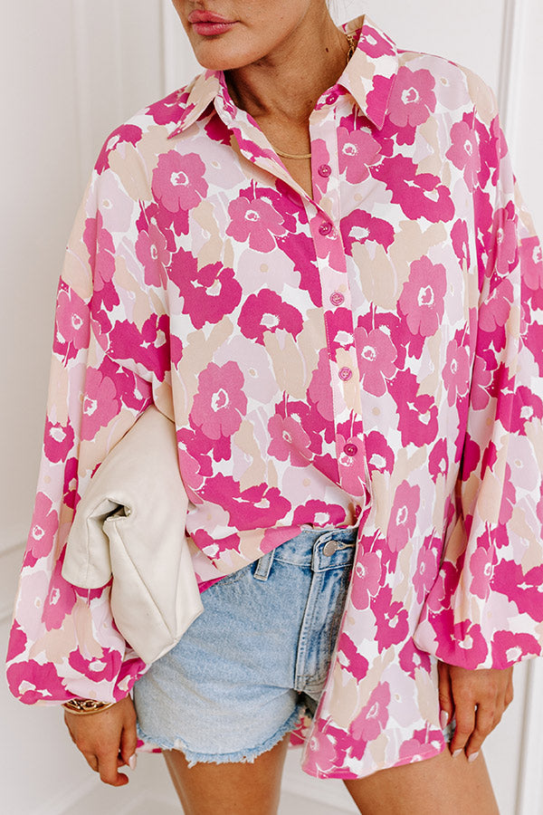 Sips and Smiles Floral Button Up in Blush Image - 4