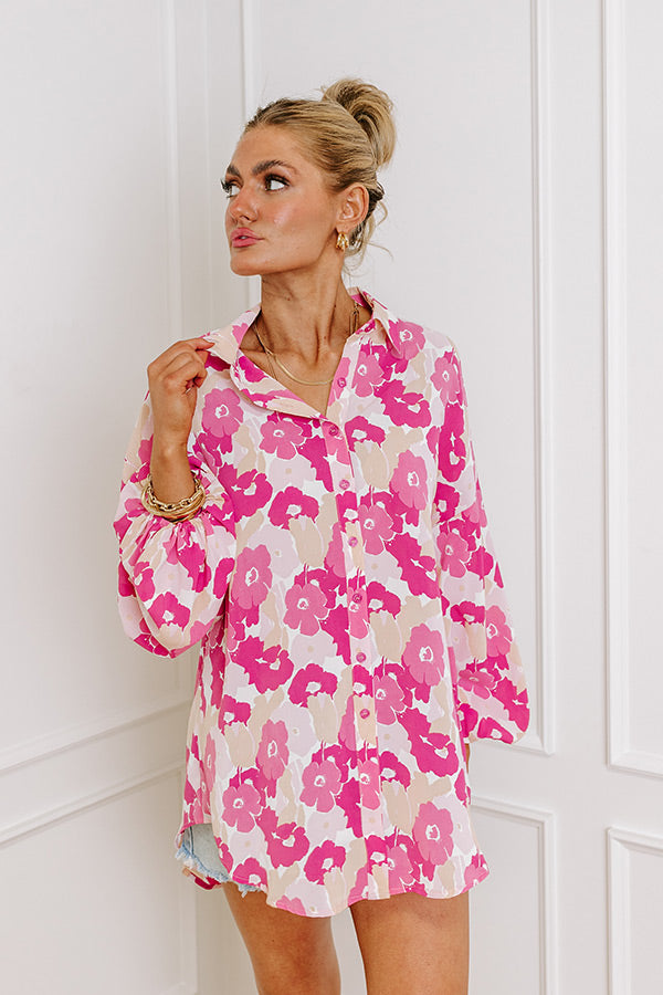 Sips and Smiles Floral Button Up in Blush Image - 1